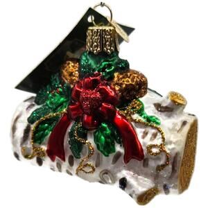 Yule Log Ornament Pine Cones Fire Pit OWC Glass Old World Christmas Tree Decor